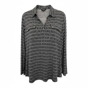 long-sleeved tunic top from Jones New York Size L v-neck with a collar